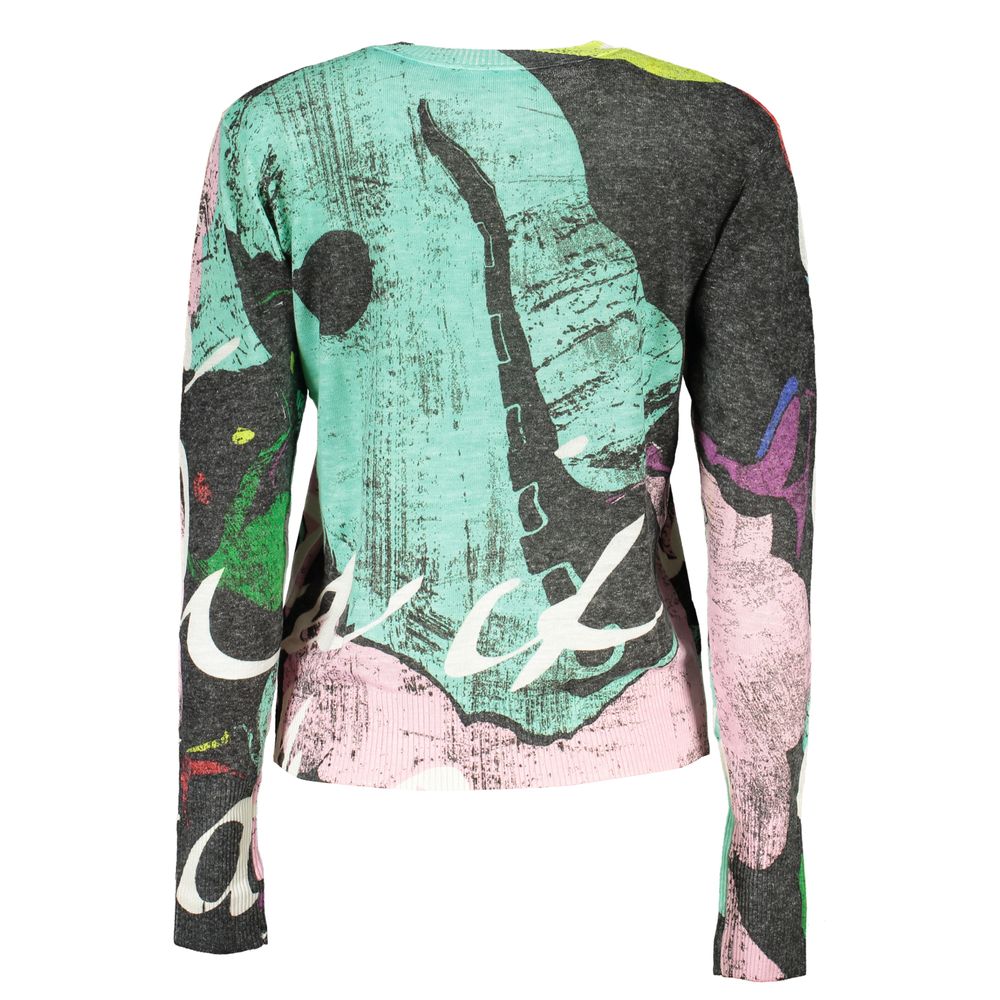 Desigual Elegant Contrast Crew Neck Sweater