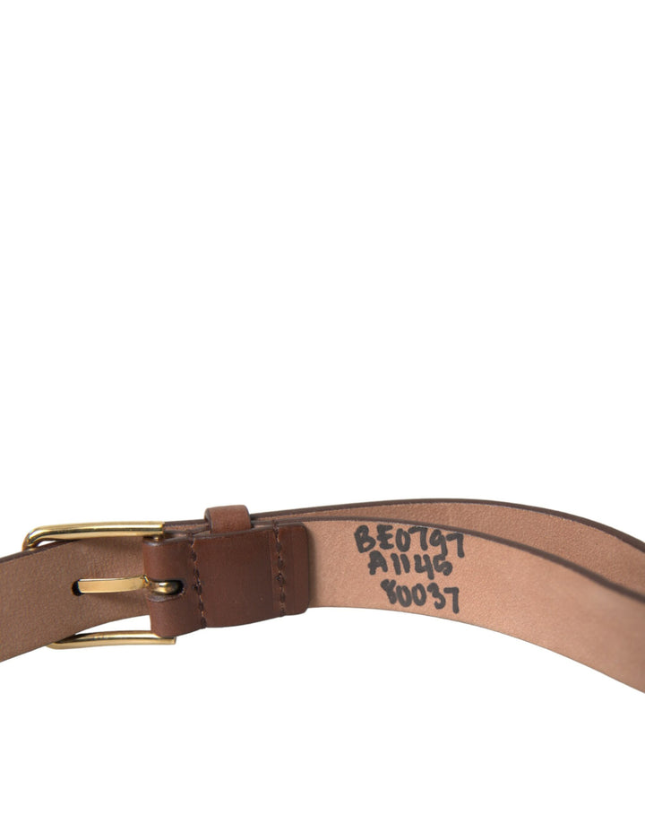 Dolce & Gabbana Elegant Brown Calf Leather Waist Belt