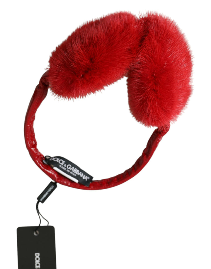 Dolce & Gabbana Red Mink Fur Elegance Ear Muffs