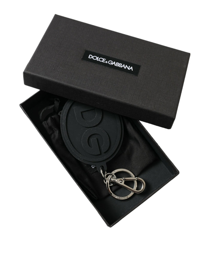 Dolce & Gabbana Chic Black and Silver Logo Keychain