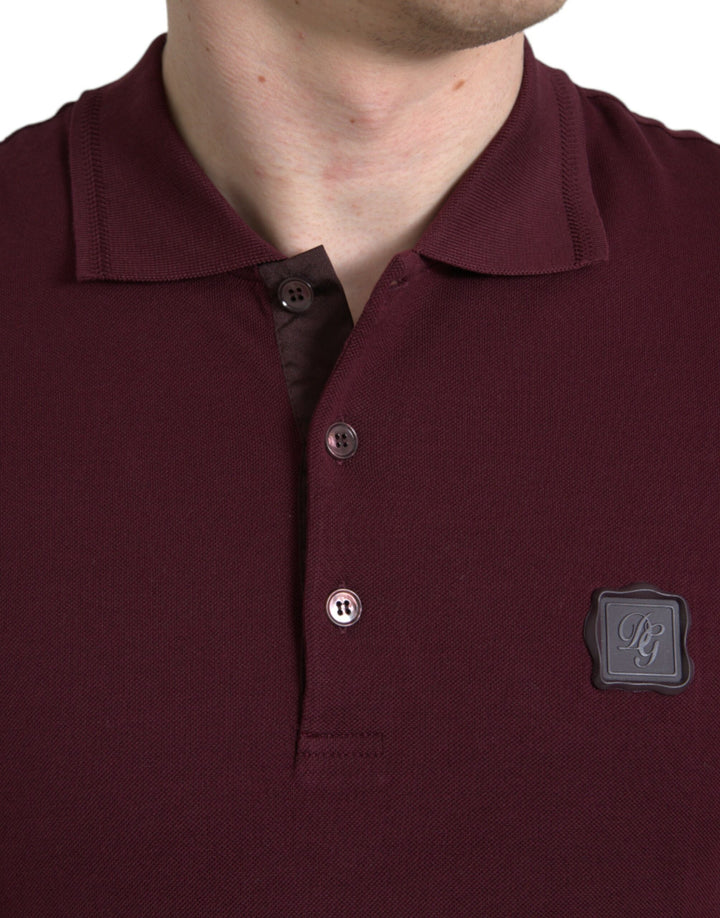 Dolce & Gabbana Elegant Maroon Cotton Blend Polo Tee