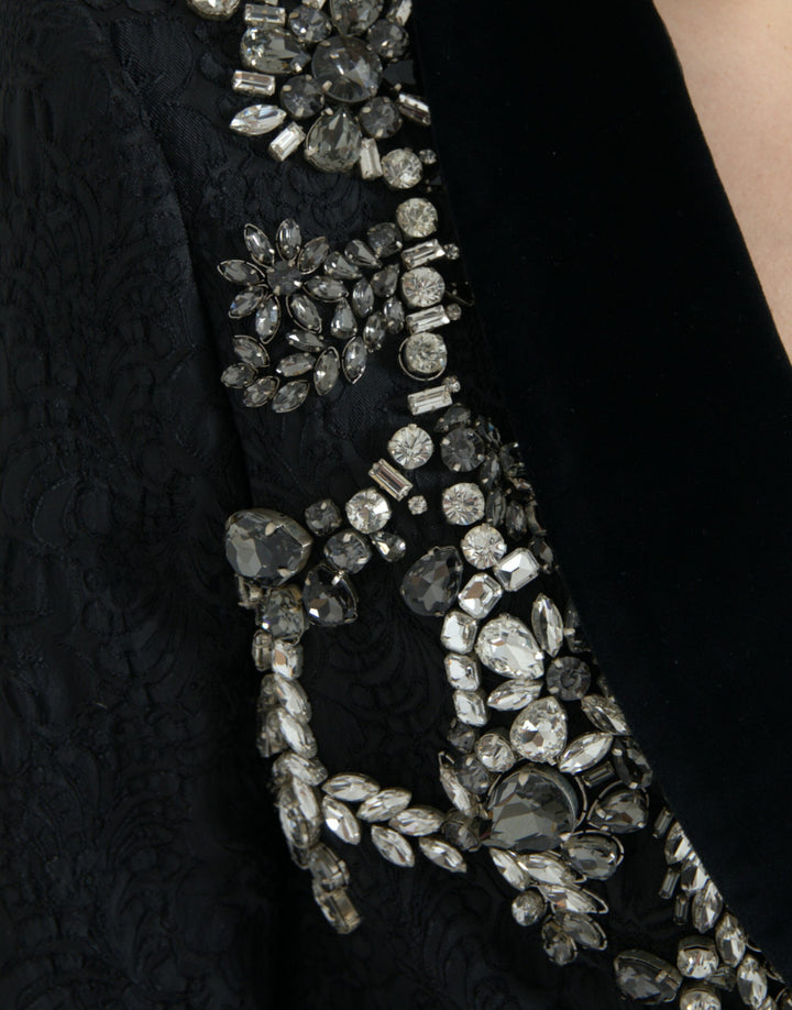 Dolce & Gabbana Elegant Embellished Black Overcoat Jacket