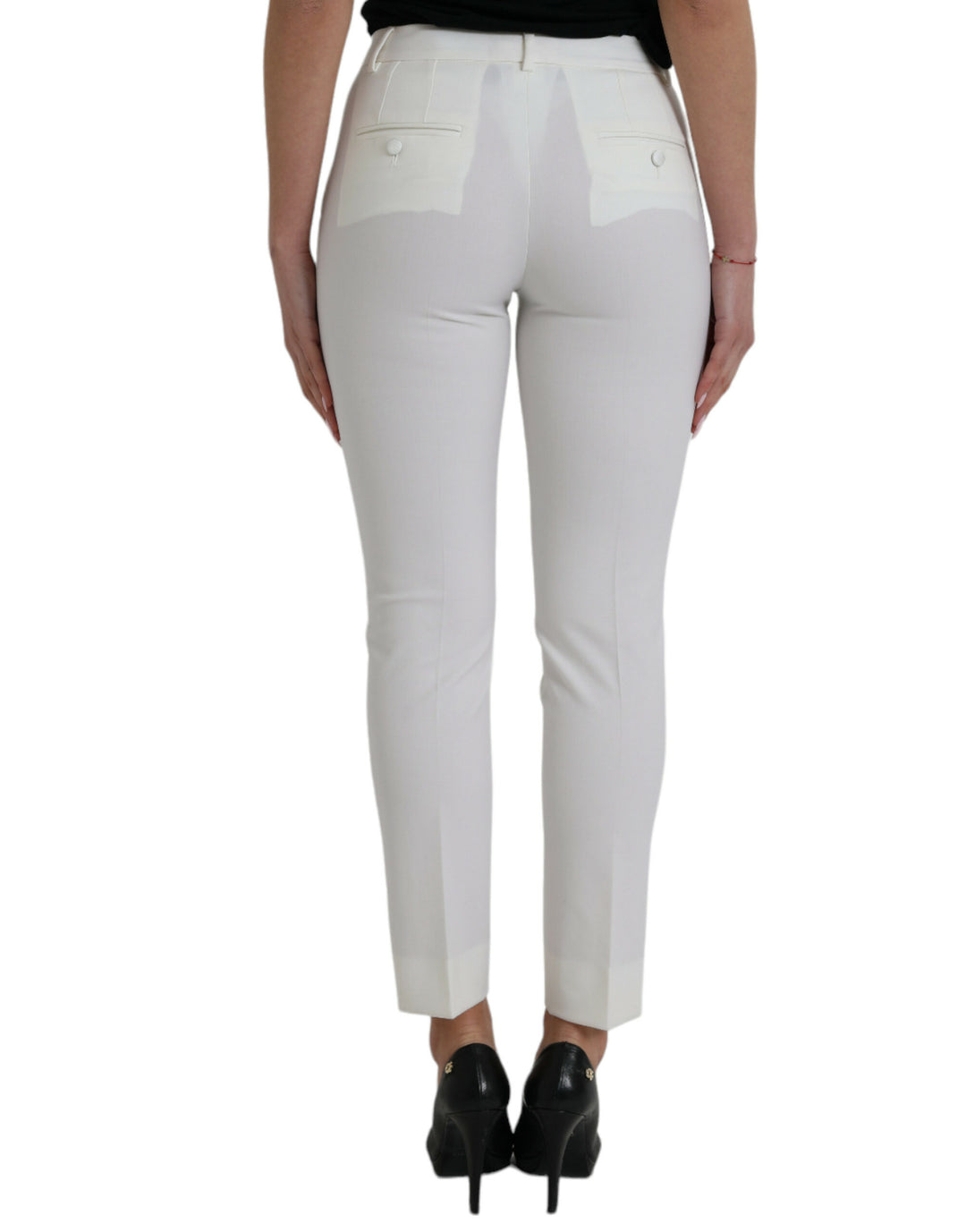 Dolce & Gabbana Elegant White Mid-Waist Tapered Pants