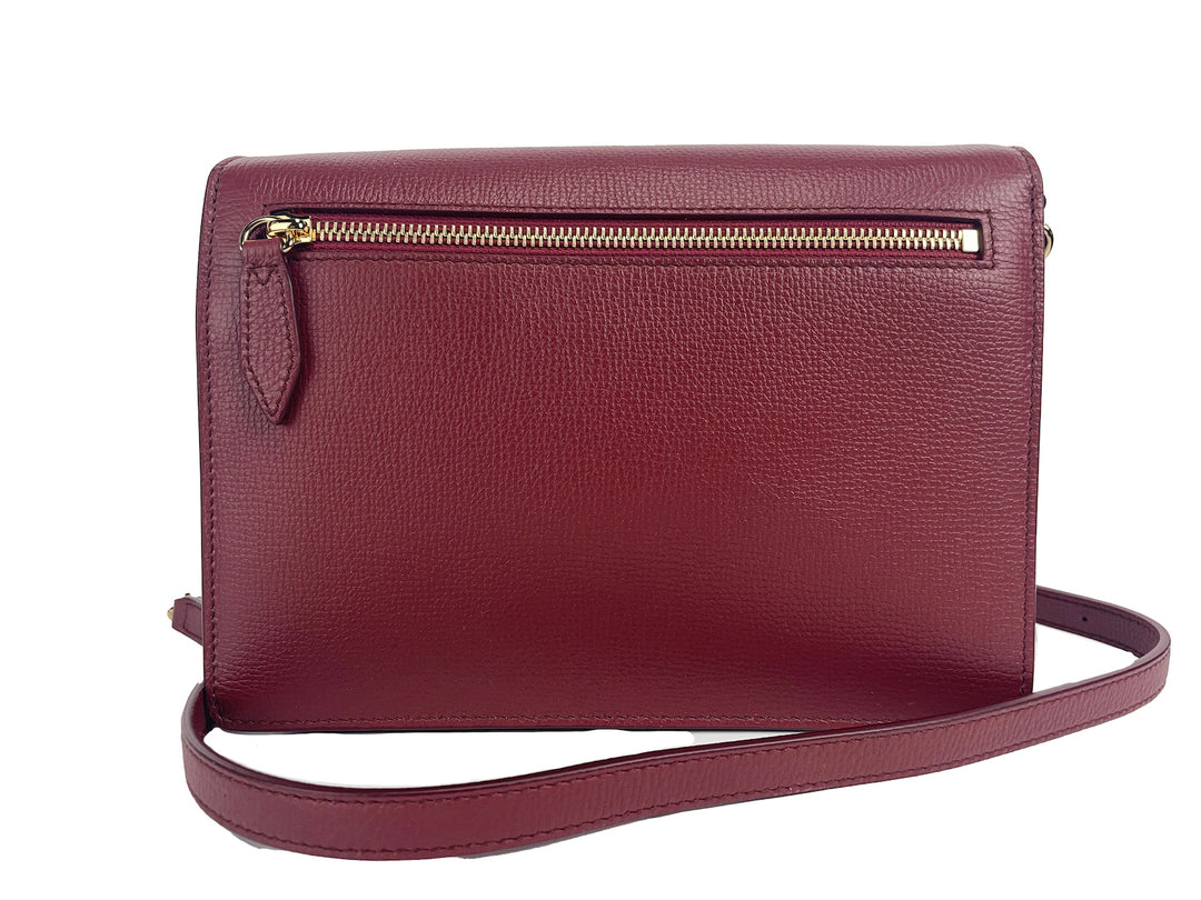 Burberry Macken Small Crimson House Check Leather Crossbody Bag