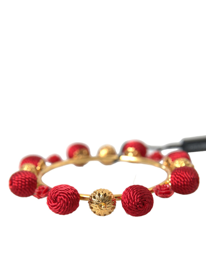 Dolce & Gabbana Gold Brass Red RUNWAY Sicilia Natale Roses Bracelet