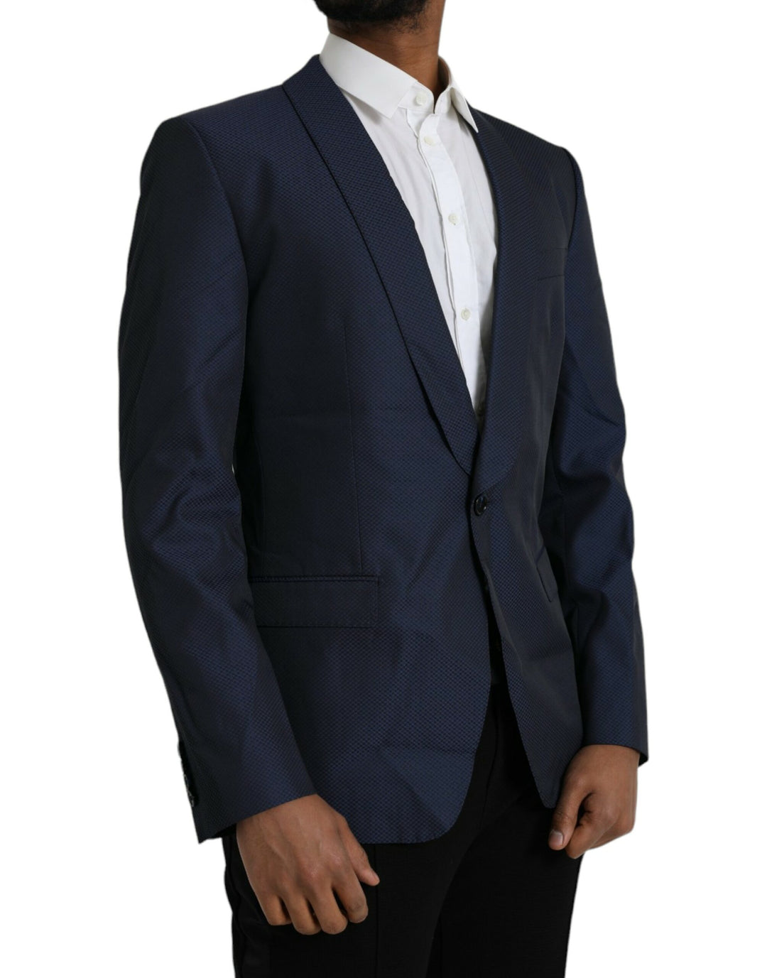 Dolce & Gabbana Blue MARTINI Shawl Single Breasted Blazer