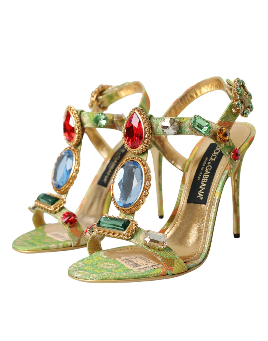 Dolce & Gabbana Multicolor Jacquard Crystals Sandals Shoes