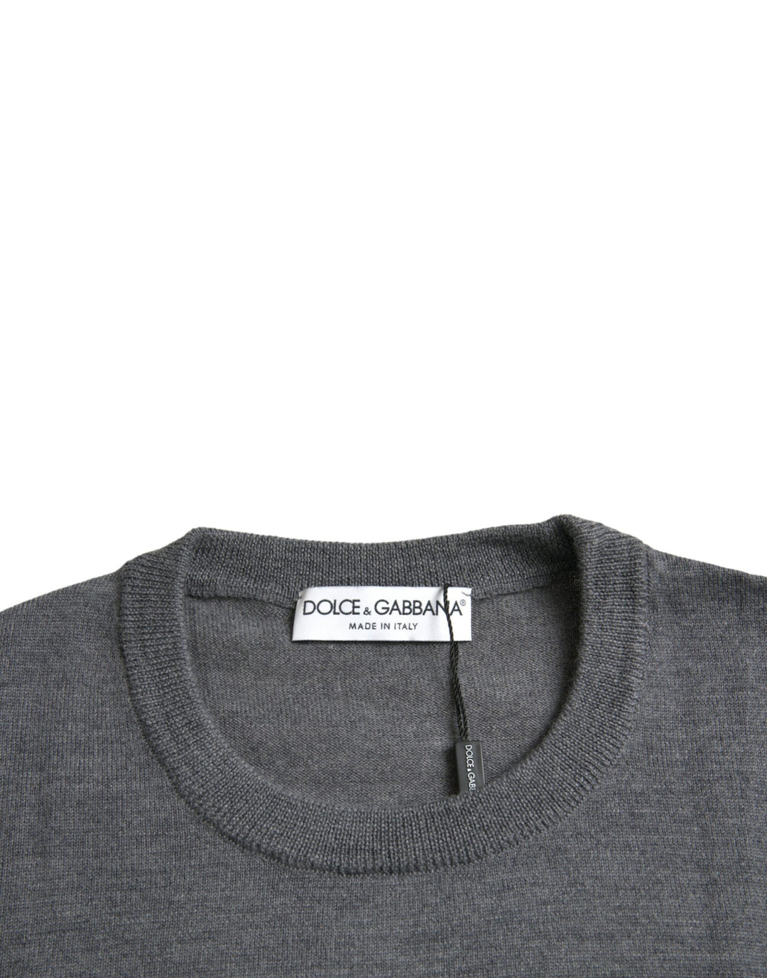 Dolce & Gabbana Dark Gray Wool Crew Neck Pullover Sweater