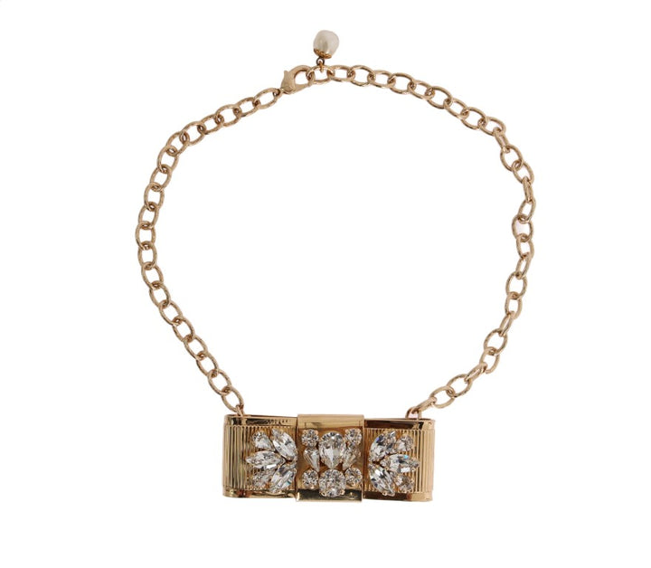 Dolce & Gabbana Elegant Gold Crystal Statement Choker