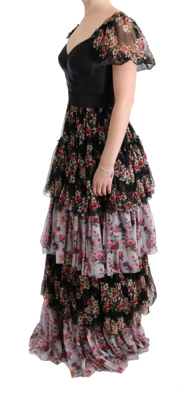 Dolce & Gabbana Elegant Floral Shift Dress in Multicolor Silk Blend