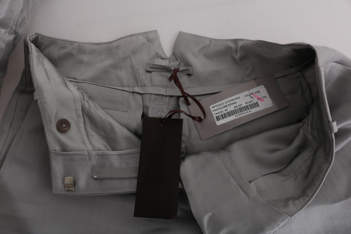 Ermanno Scervino Chic Gray Cropped Silk Pants