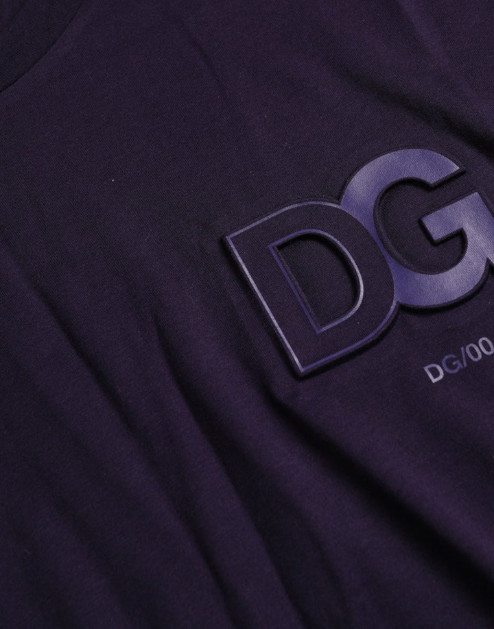 Dolce & Gabbana Purple Logo Patch Short Sleeve Cotton T-shirt