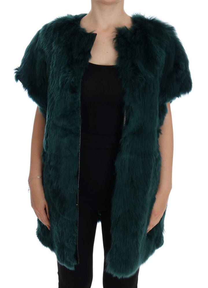 Dolce & Gabbana Exquisite Green Alpaca Fur Long Vest