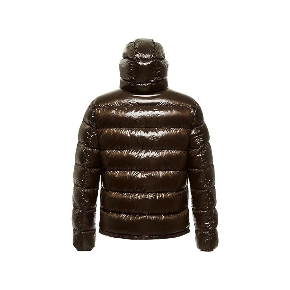 Centogrammi Reversible Hooded Down Jacket in Brown and Black