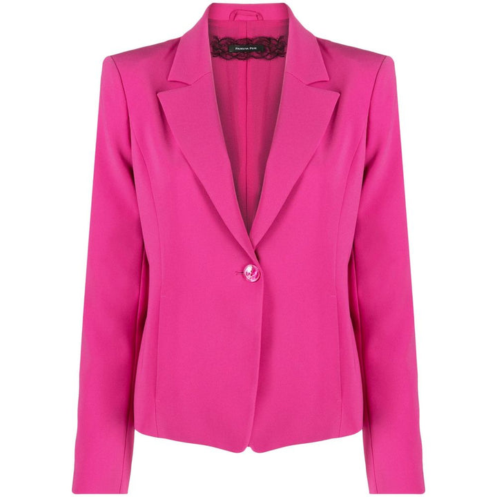 Patrizia Pepe Fuchsia One-Button Stretchy Chic Blazer