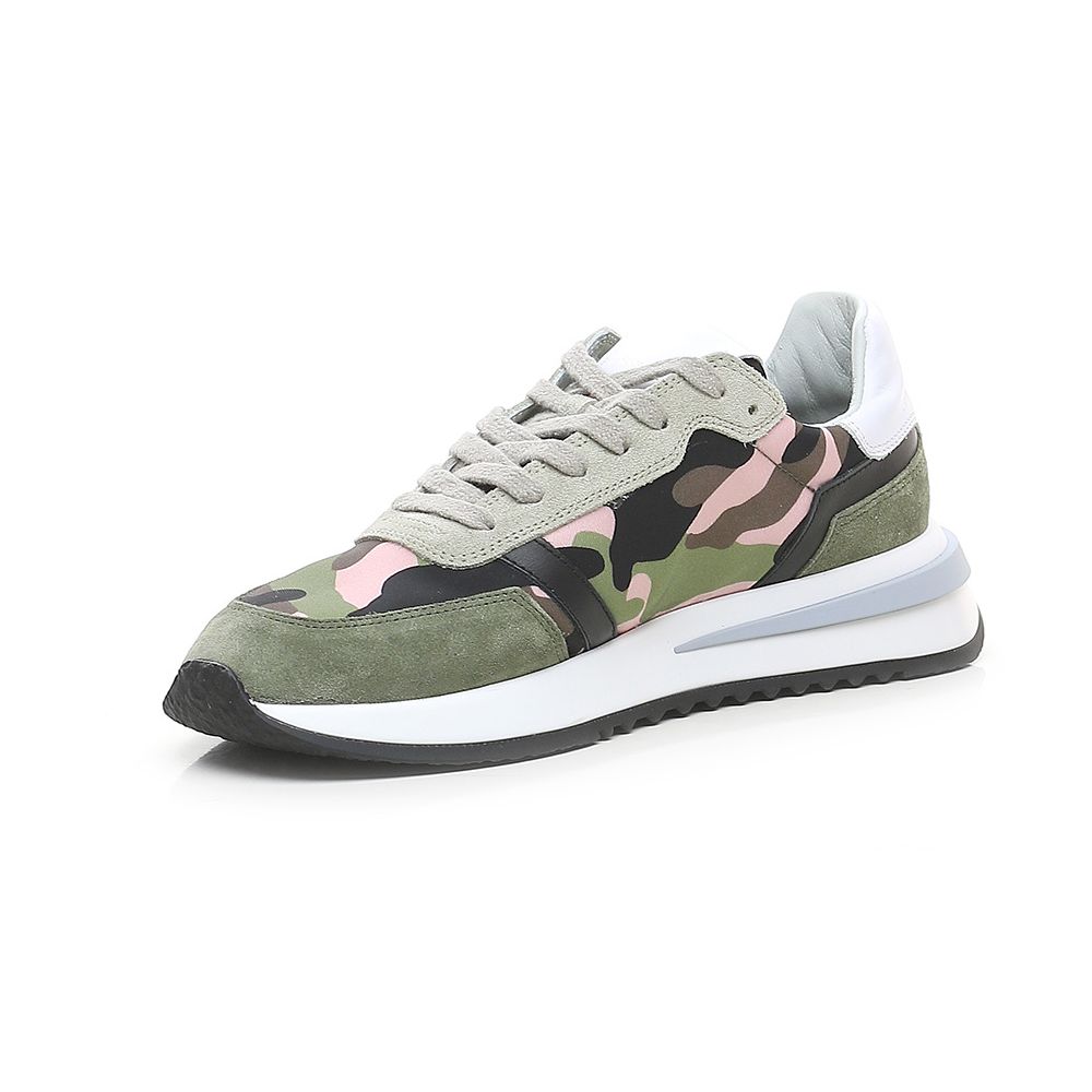 Philippe Model Chic Army Suede-Trimmed Fabric Sneakers