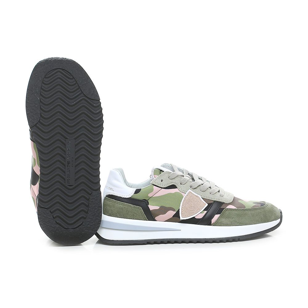 Philippe Model Chic Army Suede-Trimmed Fabric Sneakers