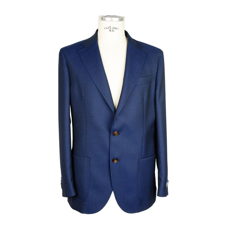 Emilio Romanelli Blue Wool Men Jacket