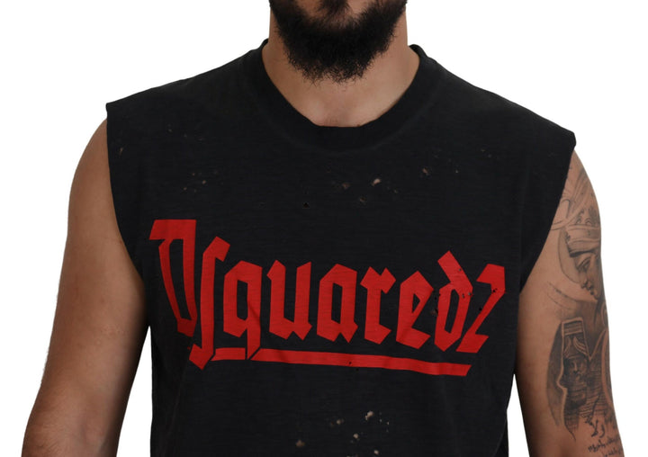 Dsquared² Black Cotton Sleeveless Crewneck Tank T-shirt