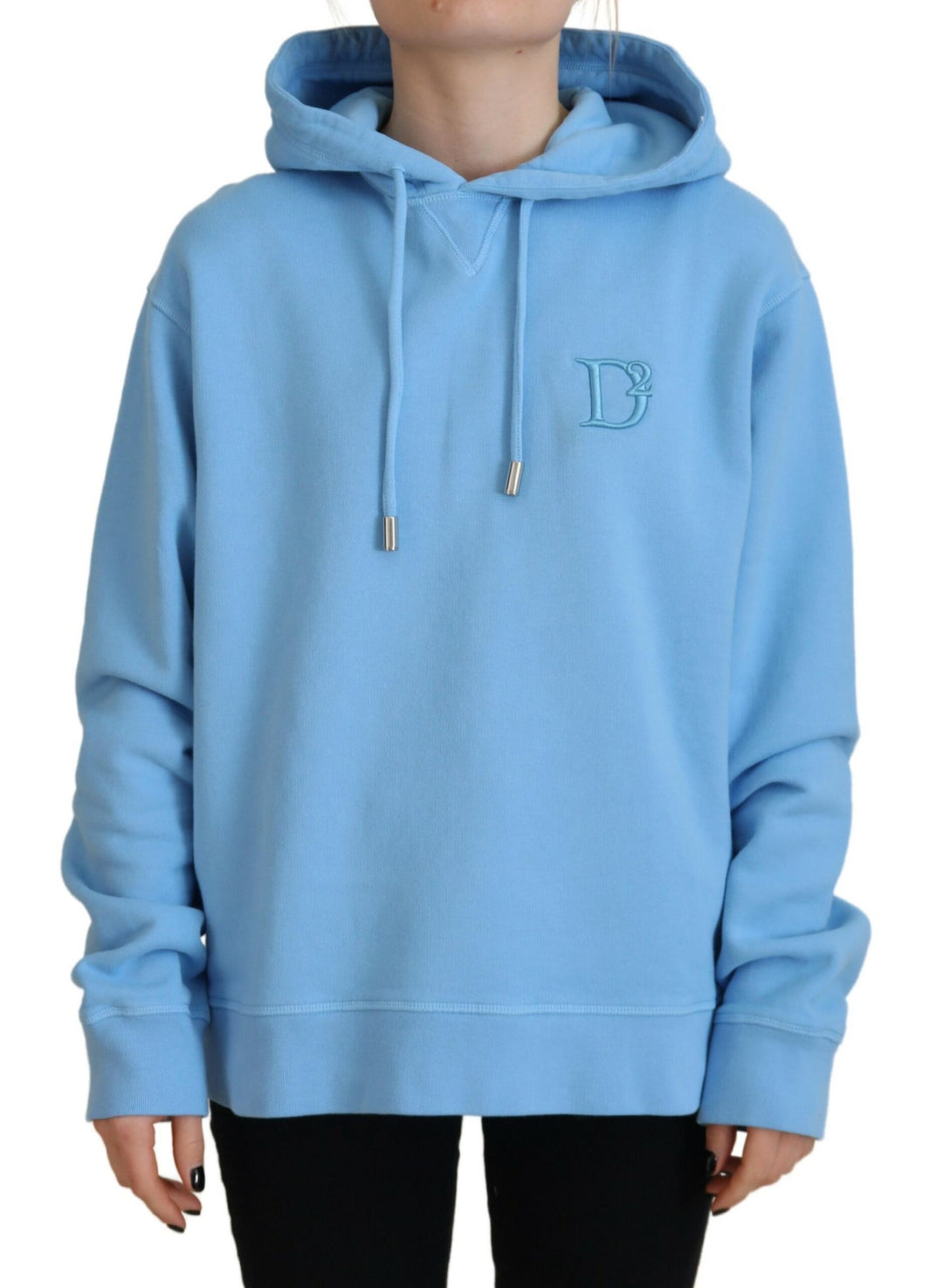 Dsquared² Light Blue Logo Hooded Women Long Sleeve Sweater