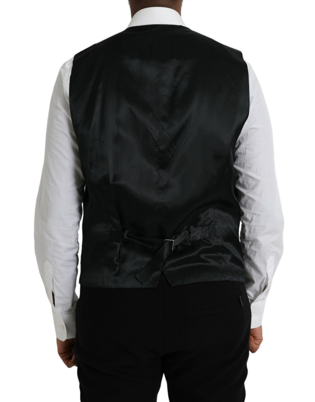 Dolce & Gabbana Black Wool Waistcoat Dress Formal Vest