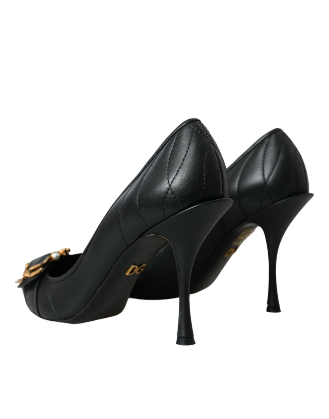 Dolce & Gabbana Black Devotion Leather Heels Pumps Shoes