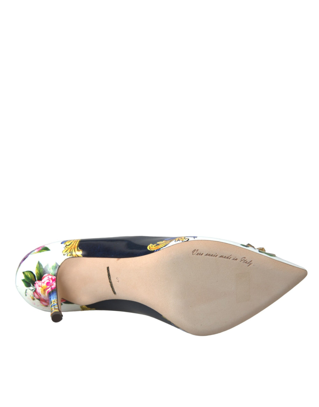 Dolce & Gabbana Multicolor Floral Leather Crystal Heels Pumps Shoes