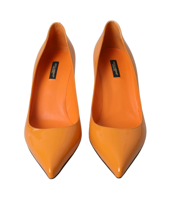 Dolce & Gabbana Orange Patent Leather Heels Pumps Shoes