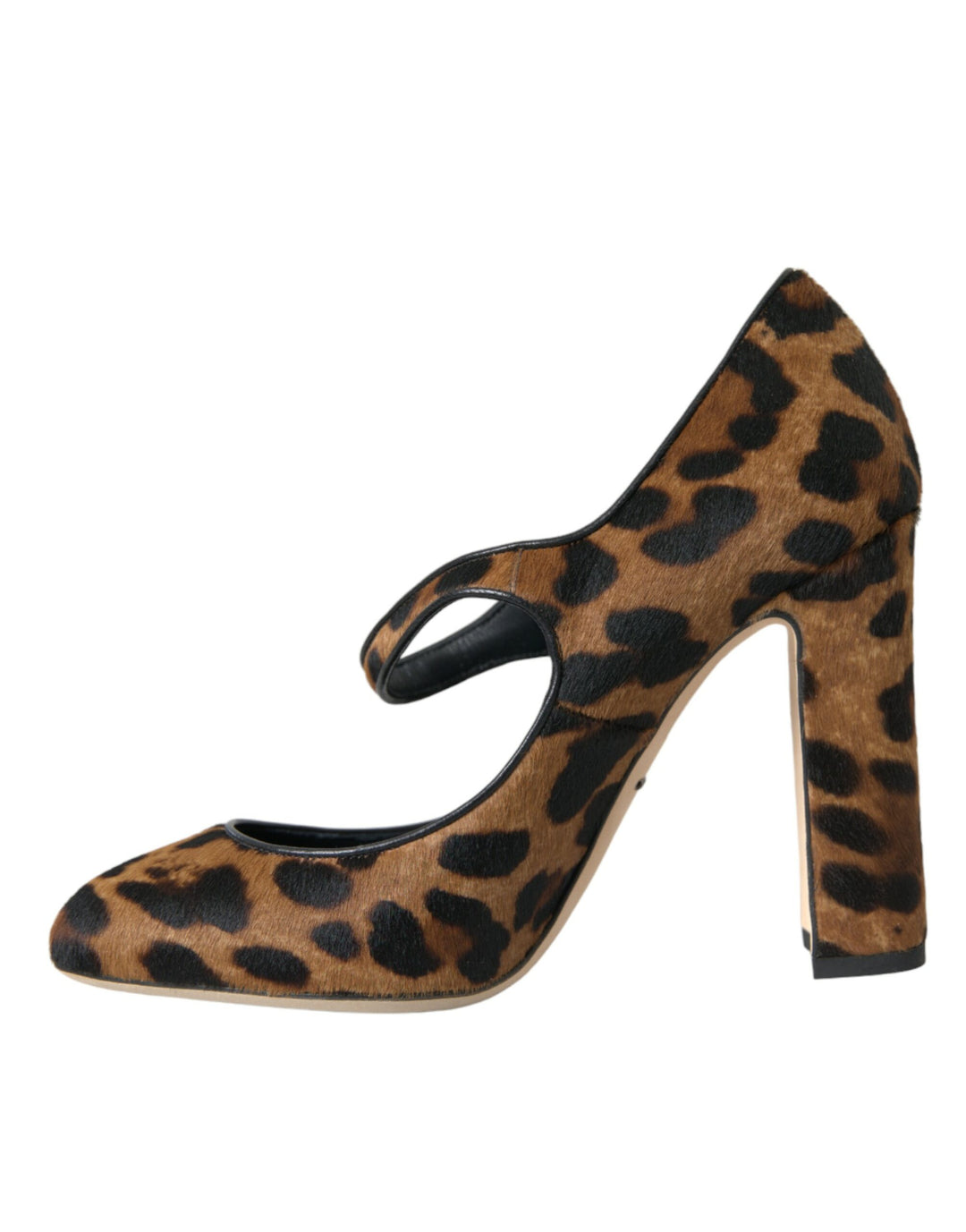 Dolce & Gabbana Brown Leopard Calf Hair Mary Jane Pumps Shoes