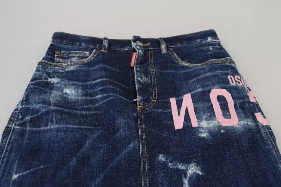 Dsquared² Blue Icon High Waist Denim Mini Boston Jean Skirt