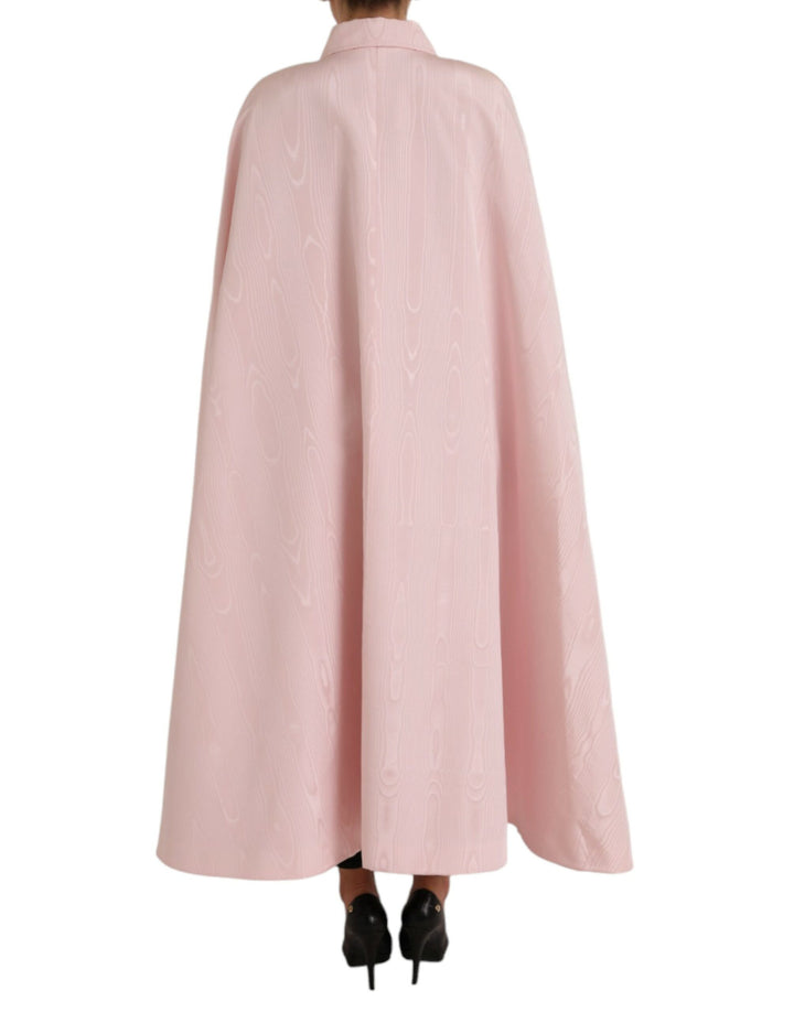 Dolce & Gabbana Light Pink Silk Long Maxi Cape Coat Jacket