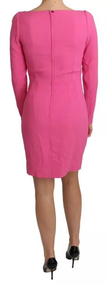 Dolce & Gabbana Pink Plunging Bodycon Sheath Mini Rayon Dress