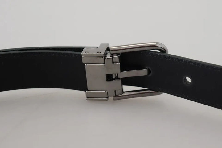 Dolce & Gabbana Green Calf Leather Silver Tone Metal Buckle Belt