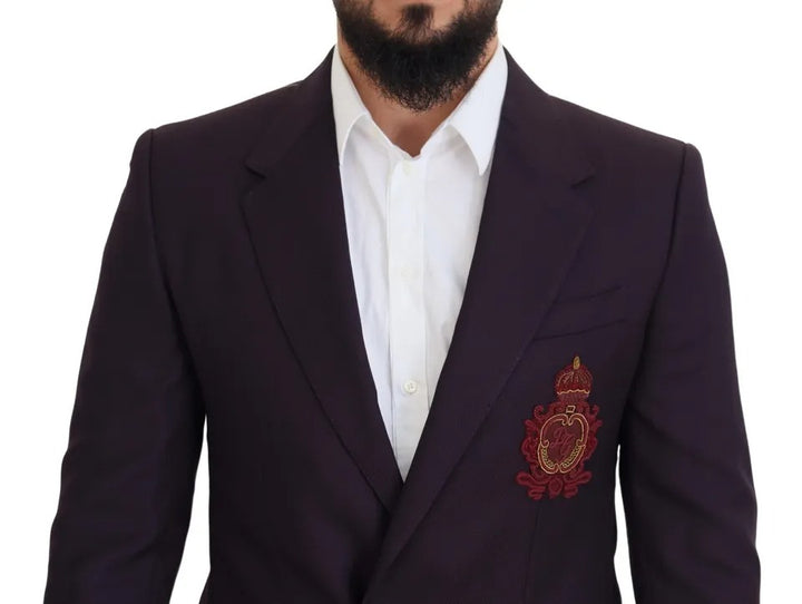 Dolce & Gabbana Purple Logo Single Breasted Wool Blazer