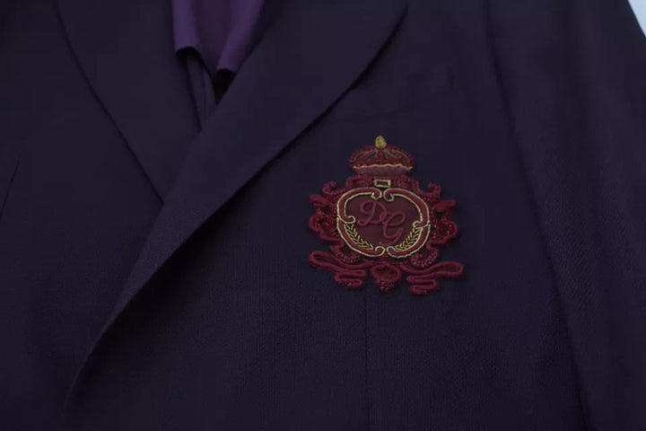 Dolce & Gabbana Purple Logo Single Breasted Wool Blazer