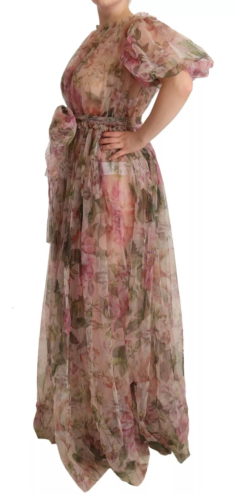 Dolce & Gabbana Multicolor Floral Print Long Maxi Gown Dress