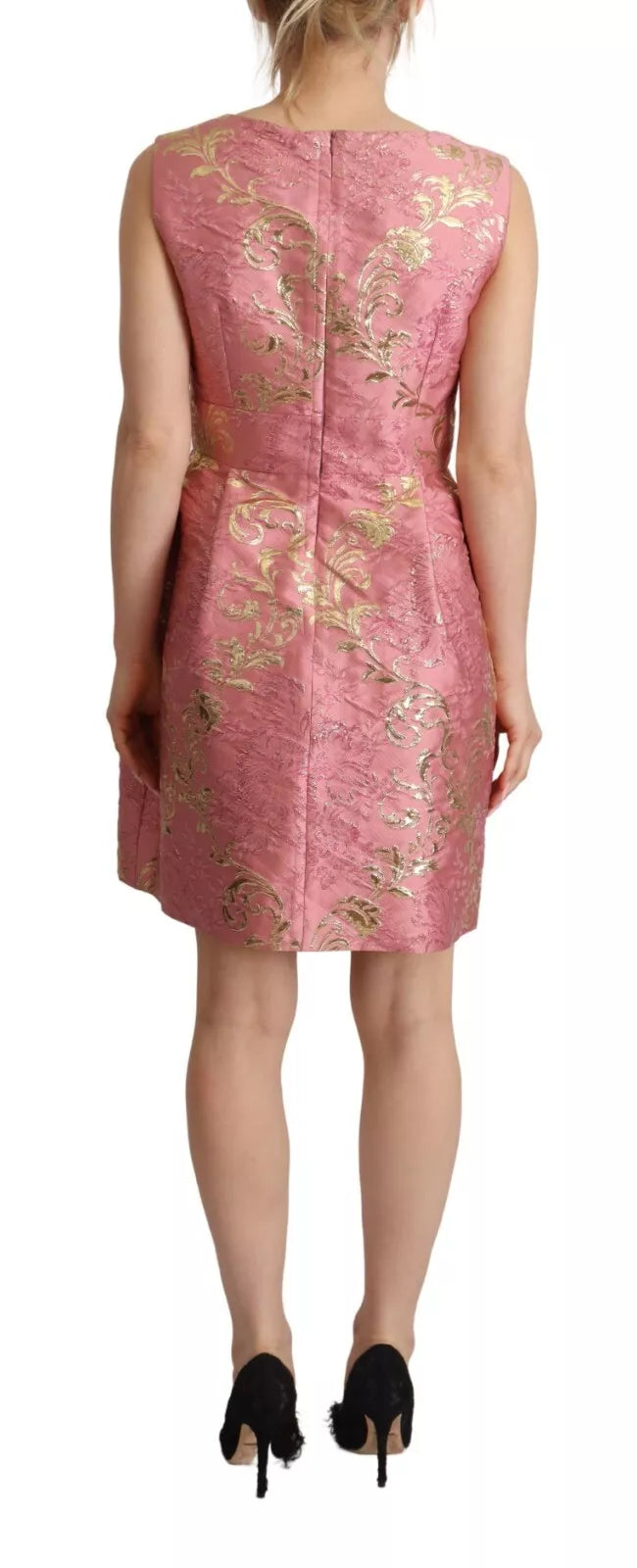 Dolce & Gabbana Sundress Pink Floral Jacquard Sleeveless Mini Dress