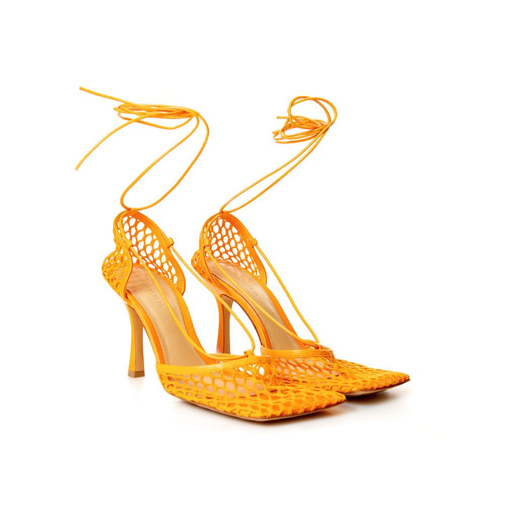 Bottega Veneta Elegant Orange Cotton Leather Sandals