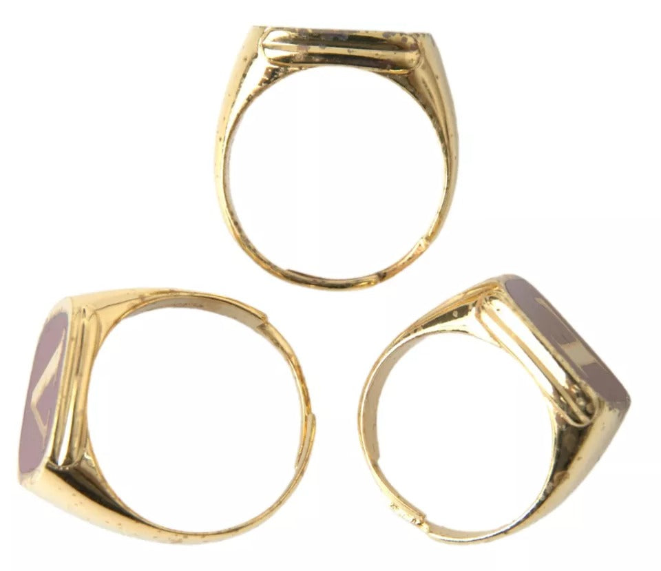 Dolce & Gabbana Gold Brass LOVE Enamel Set of 3 Ring