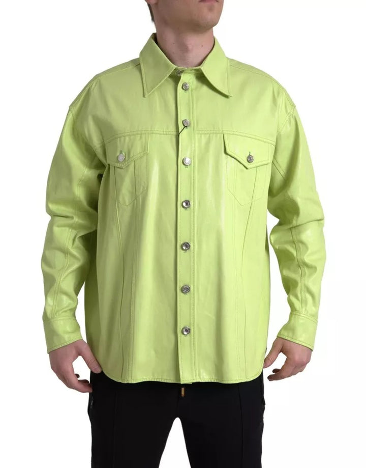 Dolce & Gabbana Green Cotton Collared Casual Button Down Shirt