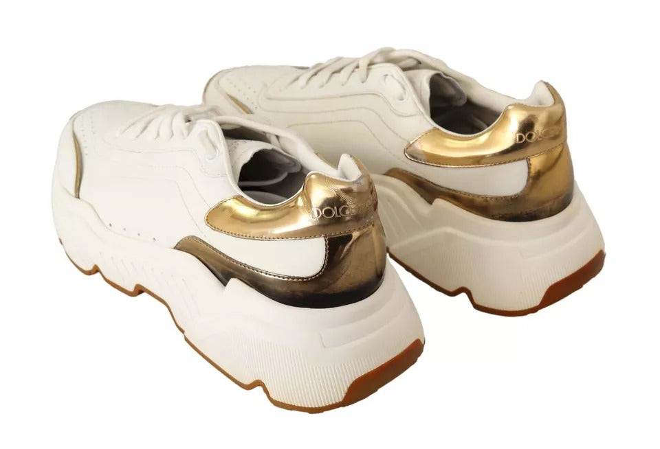 Dolce & Gabbana White Gold Leather Sport DAYMASTER Sneakers Shoes