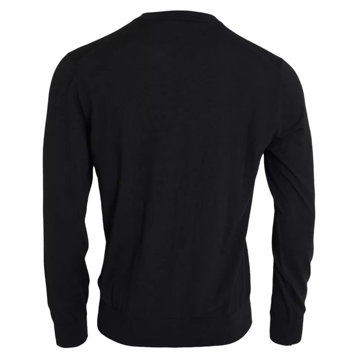 Dolce & Gabbana Black Wool Knit Crew Neck Pullover Sweater