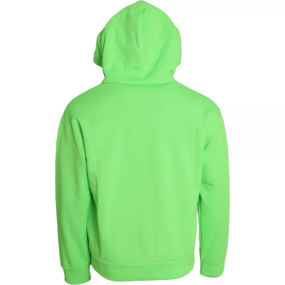 Dolce & Gabbana Neon Green Logo Pullover Hooded Sweatshirt Sweater