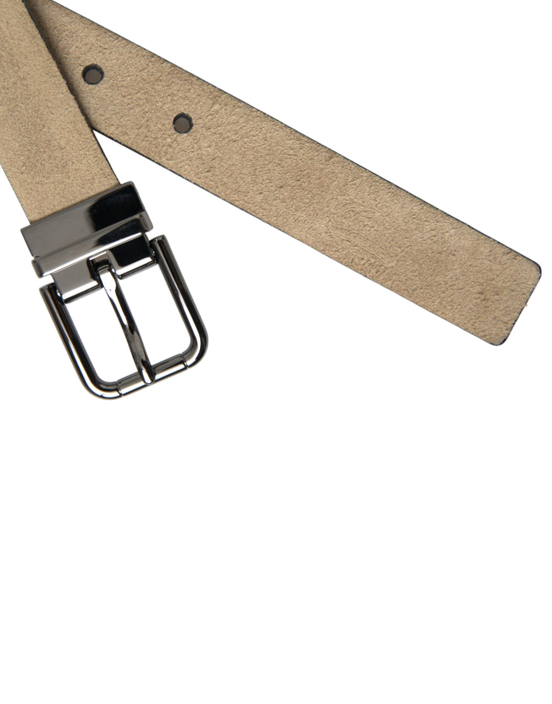 Dolce & Gabbana Beige Suede Leather Silver Metal Buckle Belt