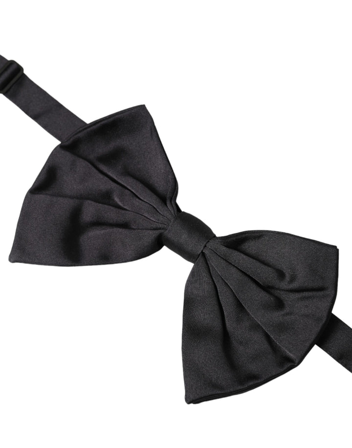 Dolce & Gabbana Black Satin Silk Adjustable Neck Men Bow Tie