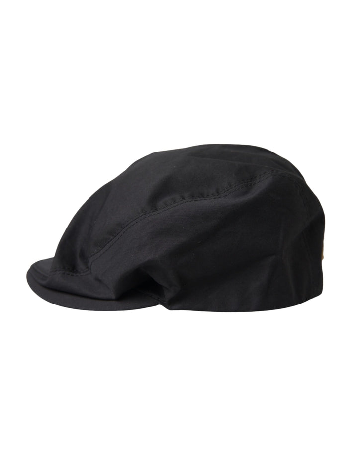 Dolce & Gabbana Black Cotton Blend Logo Newsboy Hat Men