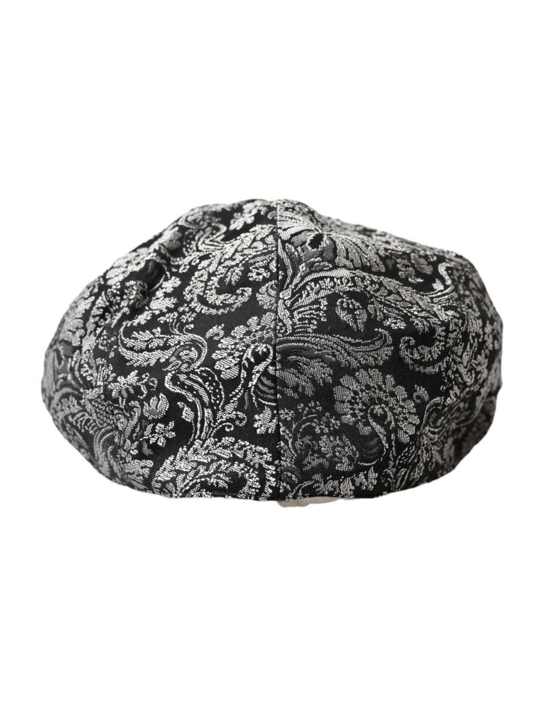 Dolce & Gabbana Black Silver Floral Jacquard Newsboy Hat Men