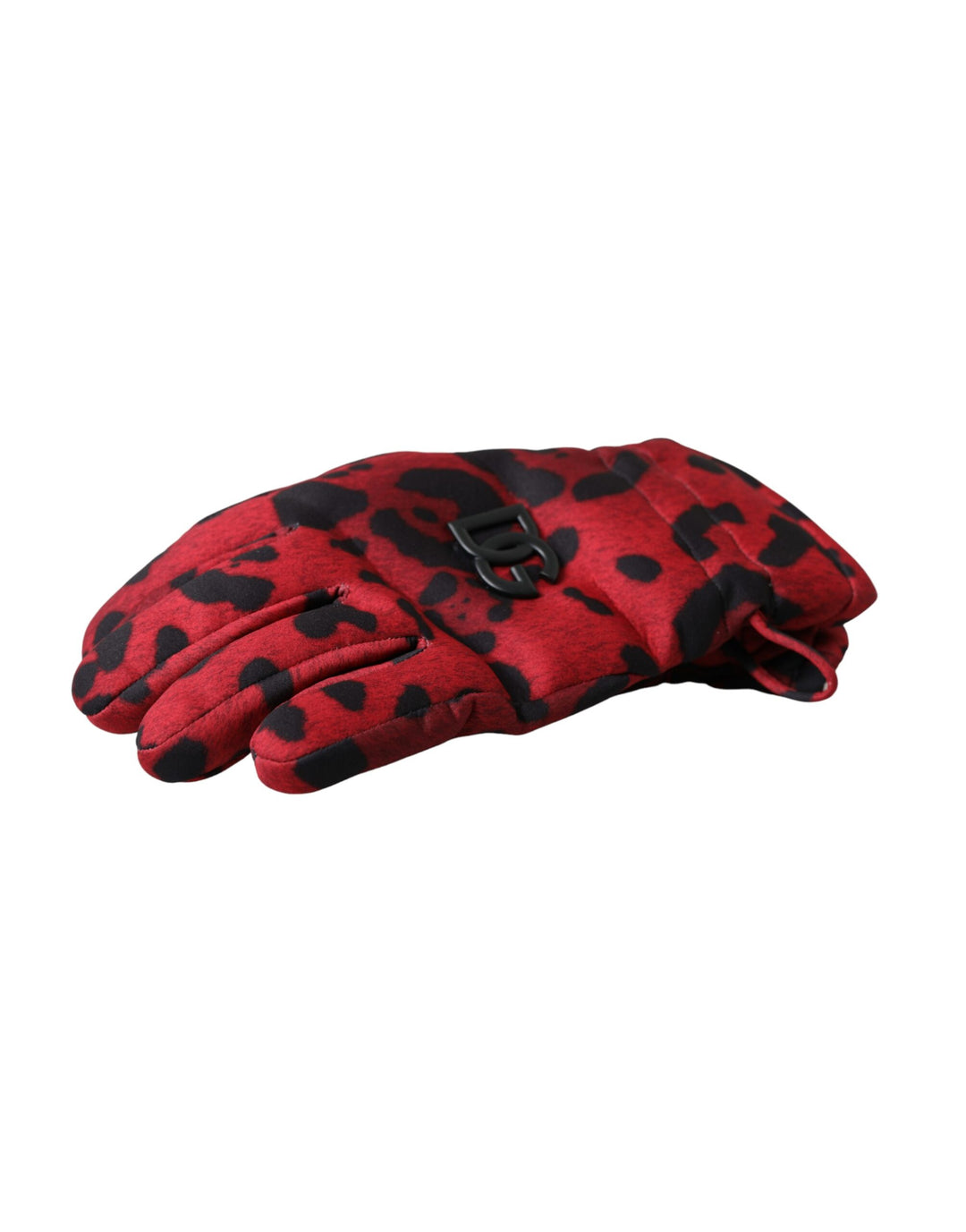 Dolce & Gabbana Red Leopard Logo Wrist Length Gloves