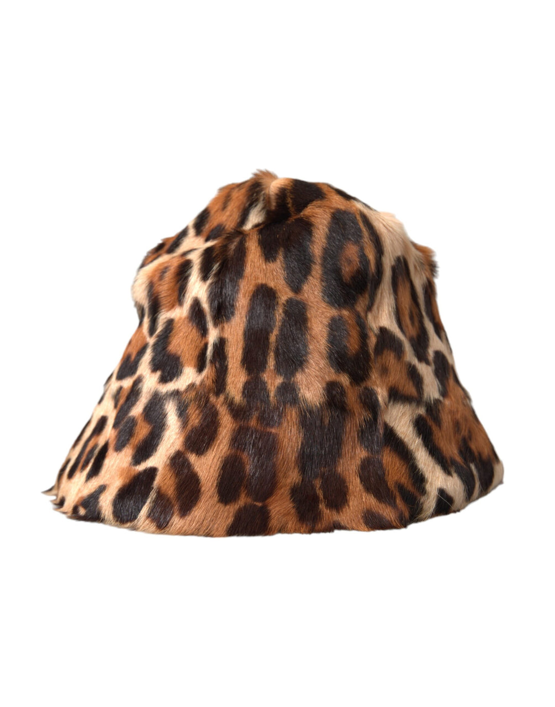 Dolce & Gabbana Brown Leopard Fur Women Bucket Hat