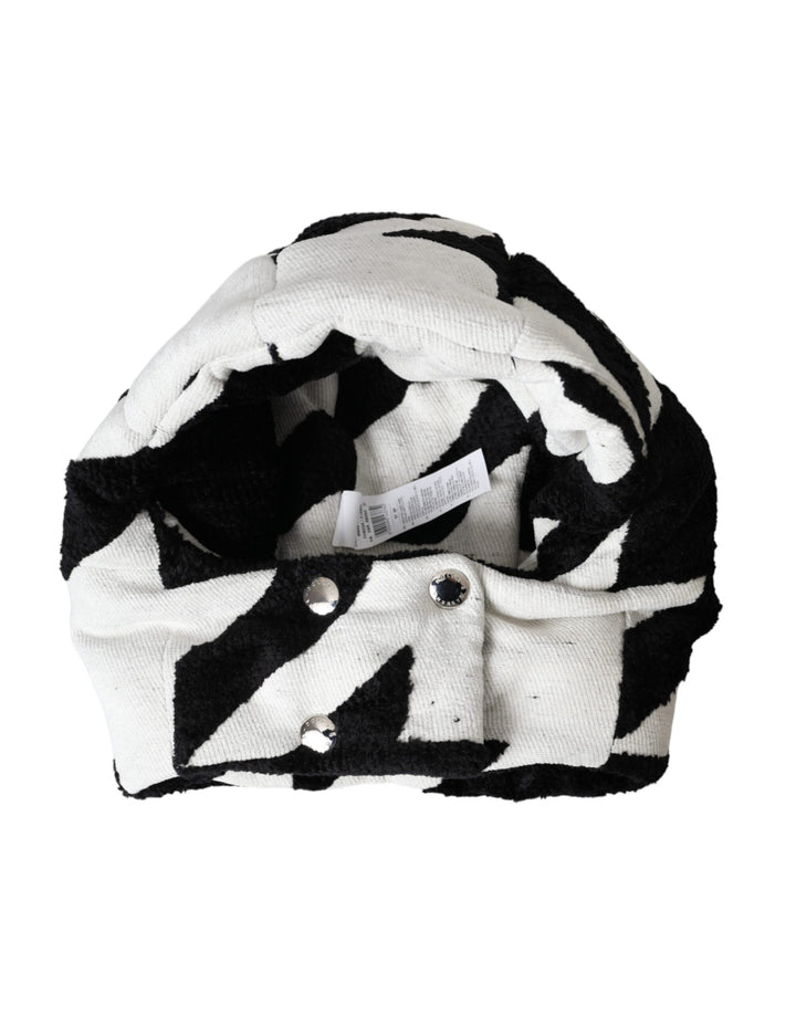 Dolce & Gabbana Black White Wool Whole Head Wrap Hat